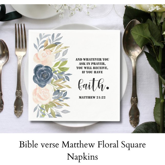 Servilleta De Papel versículo de la Biblia Matthew Floral Square (Subido por el creador)
