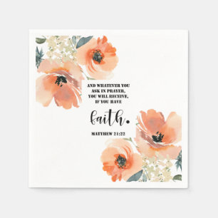 Servilleta De Papel versículo de la Biblia Matthew Floral Square