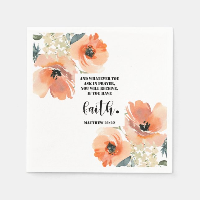 Servilleta De Papel versículo de la Biblia Matthew Floral Square  (Anverso)