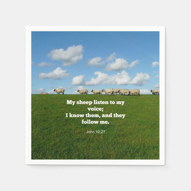 Servilleta De Papel Verso de la Biblia, John 10:27, Mis ovejas... (Anverso)