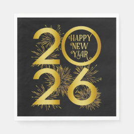 Servilleta De Papel Vertical Gold 2026 New Year Design with Fireworks