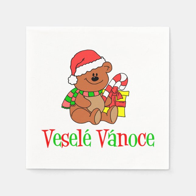 Servilleta De Papel Vesele Vanoce Navidades checos llevan servilletas (Anverso)