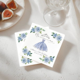 Servilleta De Papel Vestido Azul Claro de Quinceañera Floral