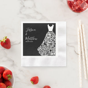 Servilleta De Papel Vestido Boda de encaje blanco