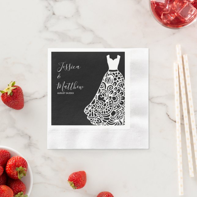 Servilleta De Papel Vestido Boda de encaje blanco (In situ)