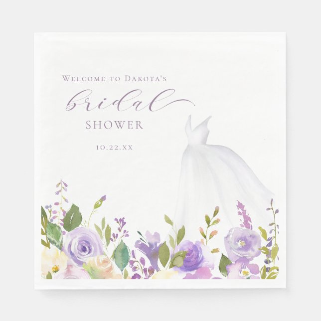 Servilleta De Papel Vestido Boda Floral Purple Garden (Anverso)