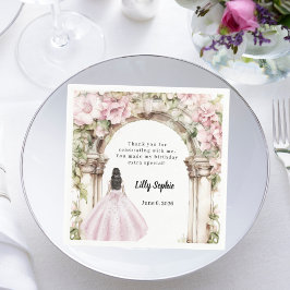 Servilleta De Papel Vestido de arco floral rosa cumpleaños