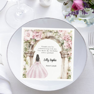 Servilleta De Papel Vestido de arco floral rosa cumpleaños