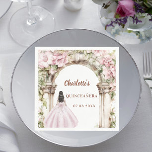 Servilleta De Papel Vestido de arco floral rosa Quinceanera almuerzo
