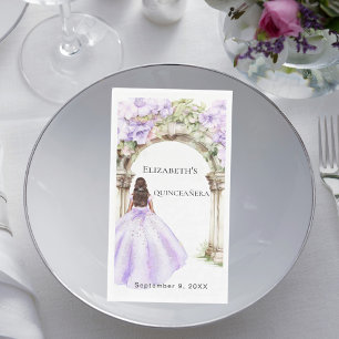 Servilleta De Papel Vestido de florales de lavanda arco Quinceanera