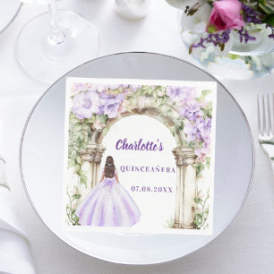 Servilleta De Papel Vestido de florales de lavanda arco Quinceanera al