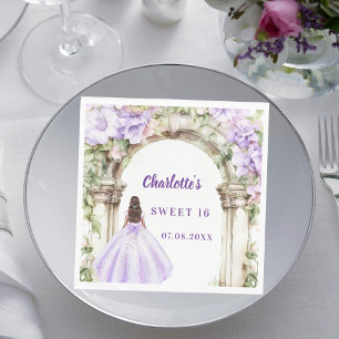 Servilleta De Papel Vestido de flores de lavanda arco Sweet 16 almuerz
