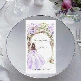 Servilleta De Papel Vestido de flores de lavanda para Sweet 16