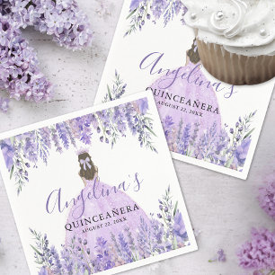 Servilleta De Papel Vestido de lavanda Tiara Floral Purple Quinceanera