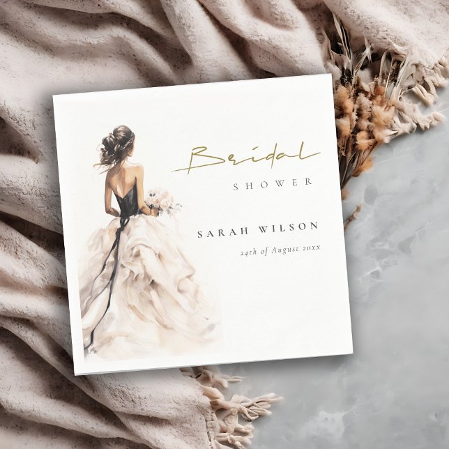 Servilleta De Papel Vestido de novia de acuarela moderna para despedid (Subido por el creador)