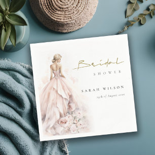 Servilleta De Papel Vestido de novia de acuarela moderna para ducha de