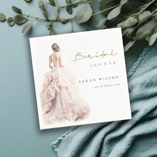 Servilleta De Papel Vestido de novia de acuarela moderna para ducha nu