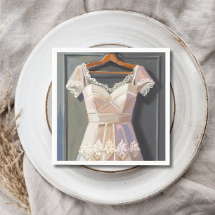 Servilleta De Papel Vestido de Novia de Encaje   Gown de Boda Acuarela