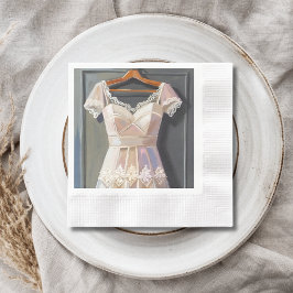 Servilleta De Papel Vestido de Novia de Encaje | Gown de Boda Acuarela