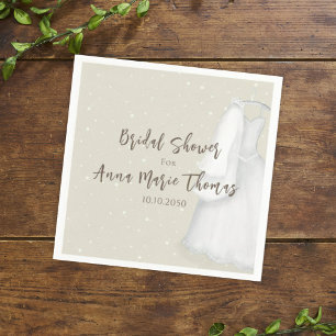 Servilleta De Papel Vestido de Novia Minimalista Sencillo para Despedi