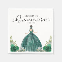 Vestido de princesa verde esmeralda floral Quincea