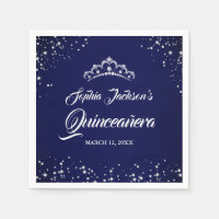Vestido de Quinceañera Navy Silver Diamond Lace Sp
