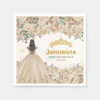 Vestido dorado floral Tiara Quinceanera