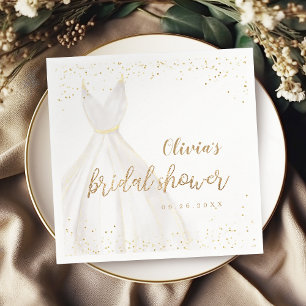 Servilleta De Papel Vestido Elegante con Brillo Dorado para Despedida