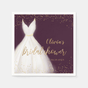 Servilleta De Papel Vestido Elegante de Brillo Dorado Borgoña para Des