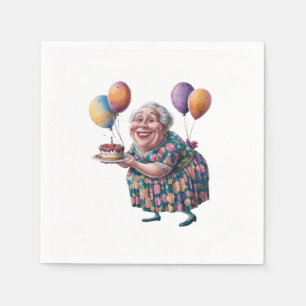 Servilleta De Papel Vestido Floral Abuela Divertida Arte Cumpleaños