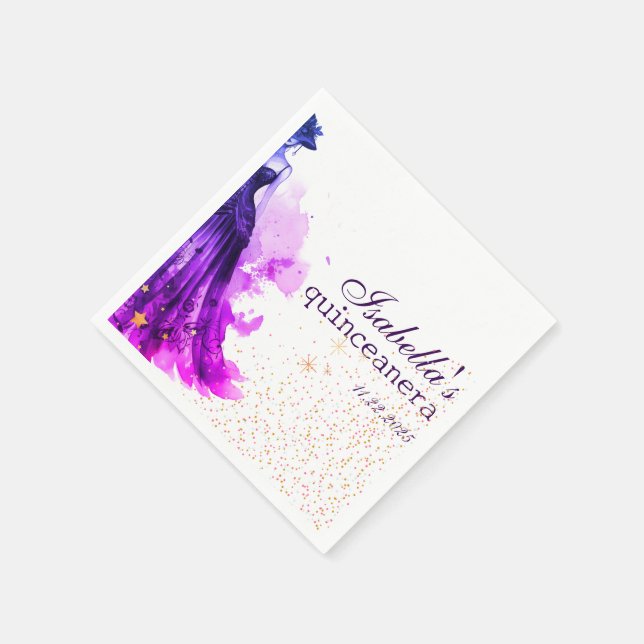 Servilleta De Papel Vestido púrpura Gótico Glam Quince (Borde)
