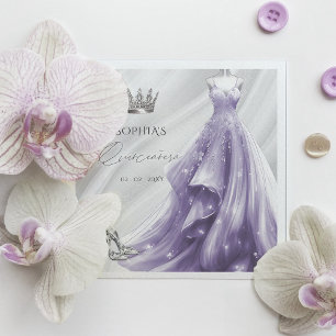 Servilleta De Papel Vestido púrpura plateado Princesa Quinceañera