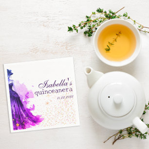 Servilleta De Papel Vestido púrpura Quince Glam Gótico