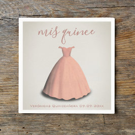 Servilleta De Papel Vestido rosa Quinceañera mis decoración de mesa de