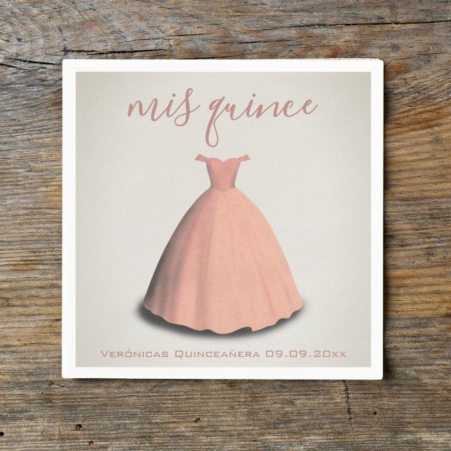 Servilleta De Papel Vestido rosa Quinceañera mis decoración de mesa de (Subido por el creador)