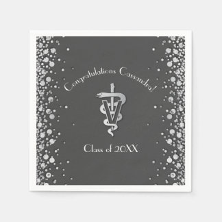 Servilleta De Papel Veterinarian Graduation Grey Silver