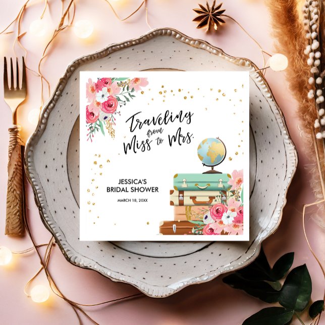 Servilleta De Papel Viaje Bridal Ducha Papel Napkin Miss a la Sra. (Subido por el creador)