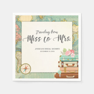 Servilleta De Papel Viaje Bridal Ducha Papel Napkin Miss a la Sra.