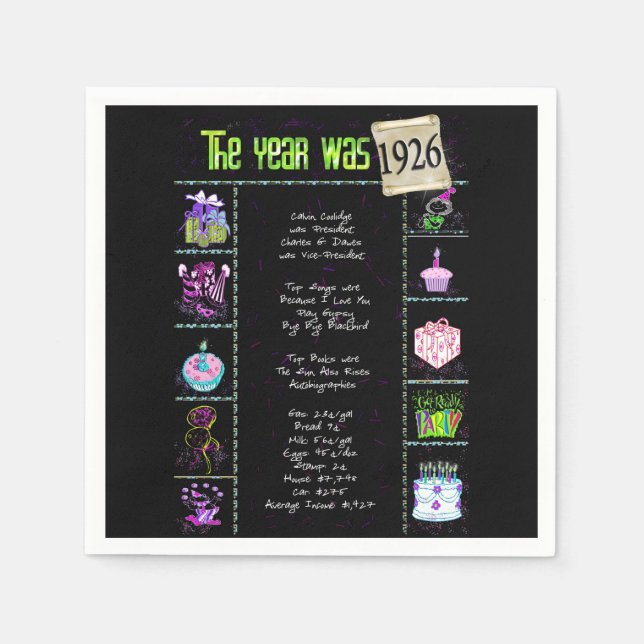 Servilleta De Papel Viaje de Año de Nacimiento de 1926 (Anverso)