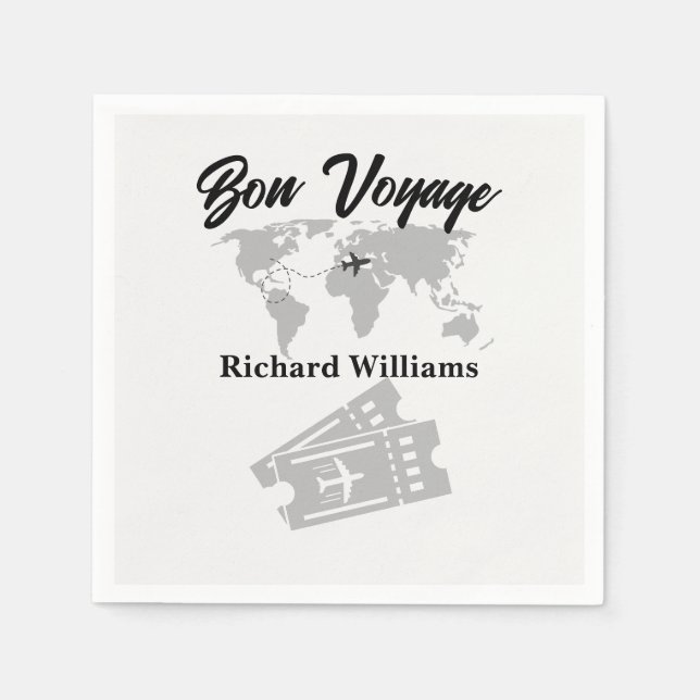 Servilleta De Papel Viaje de jubilaciones Tema Fiesta Mapa Mundial Vin (Anverso)