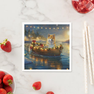 Servilleta De Papel Viaje Festivo de Navidad del Akita Americano