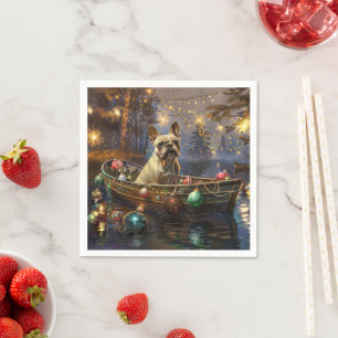 Servilleta De Papel Viaje Festivo de Navidad del Bulldog Francés