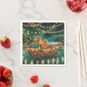 Servilleta De Papel Viaje Festivo de Navidad del Chow Chow