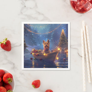 Servilleta De Papel Viaje festivo de Navidad del terrier australiano