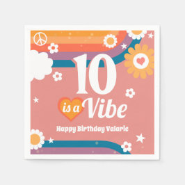 Servilleta De Papel Vibe Retro 10 cumpleaños