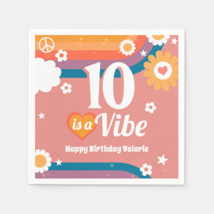 Servilleta De Papel Vibe Retro 10 cumpleaños