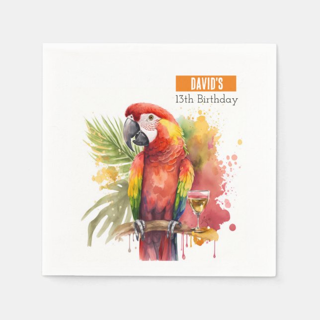 Servilleta De Papel Vibes de verano Parrot - Fiesta de cumpleaños - (Anverso)