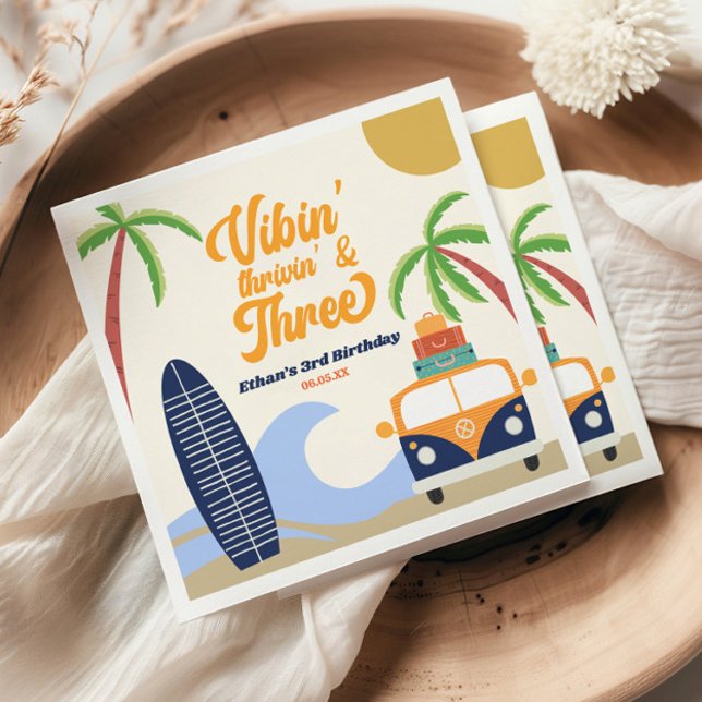 Servilleta De Papel Vibin' y Three Surf Blue Fiesta de tercer cumpleañ (Subido por el creador)