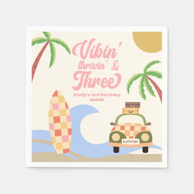 Servilleta De Papel Vibin' y tres Fiestas del tercer cumpleaños de Sur (Anverso)