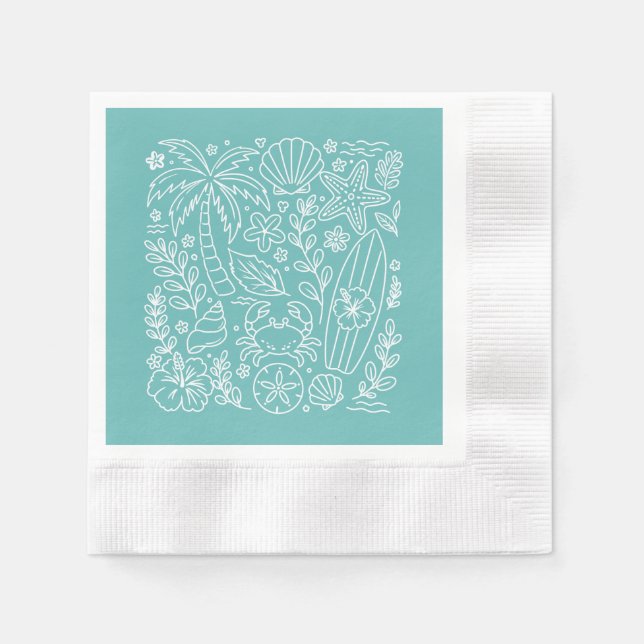 Servilleta De Papel Vibraciones de Playa Tropical (Anverso)